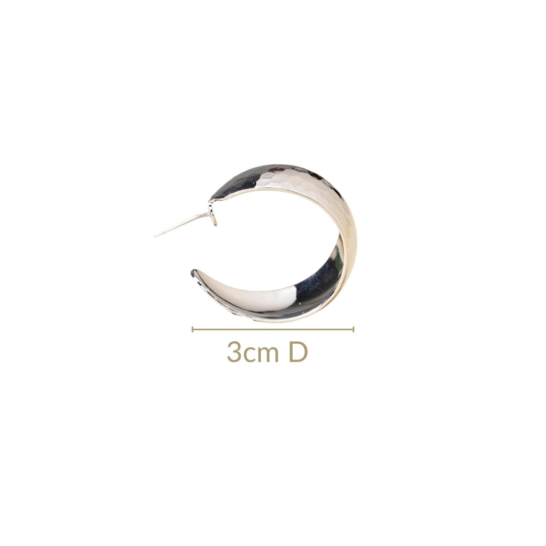 Honeycomb Textured Silver Hoop Earrings Nestasia