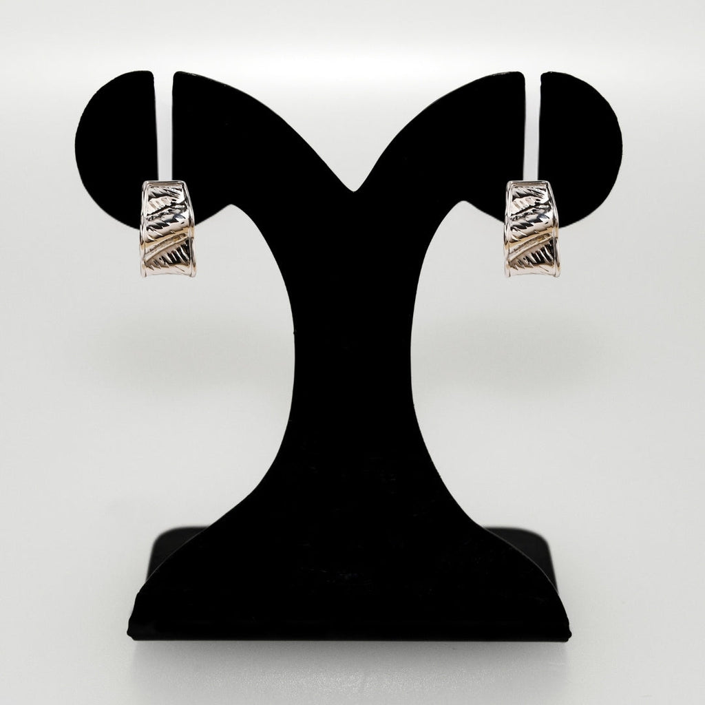 Sculpted Waves Hoops Silver Nestasia