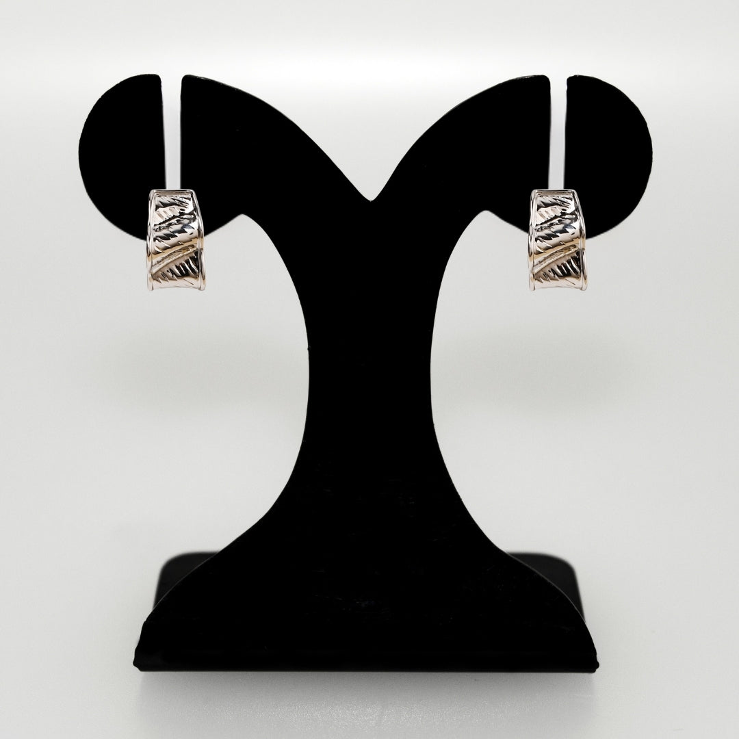 Sculpted Waves Hoops Silver Nestasia