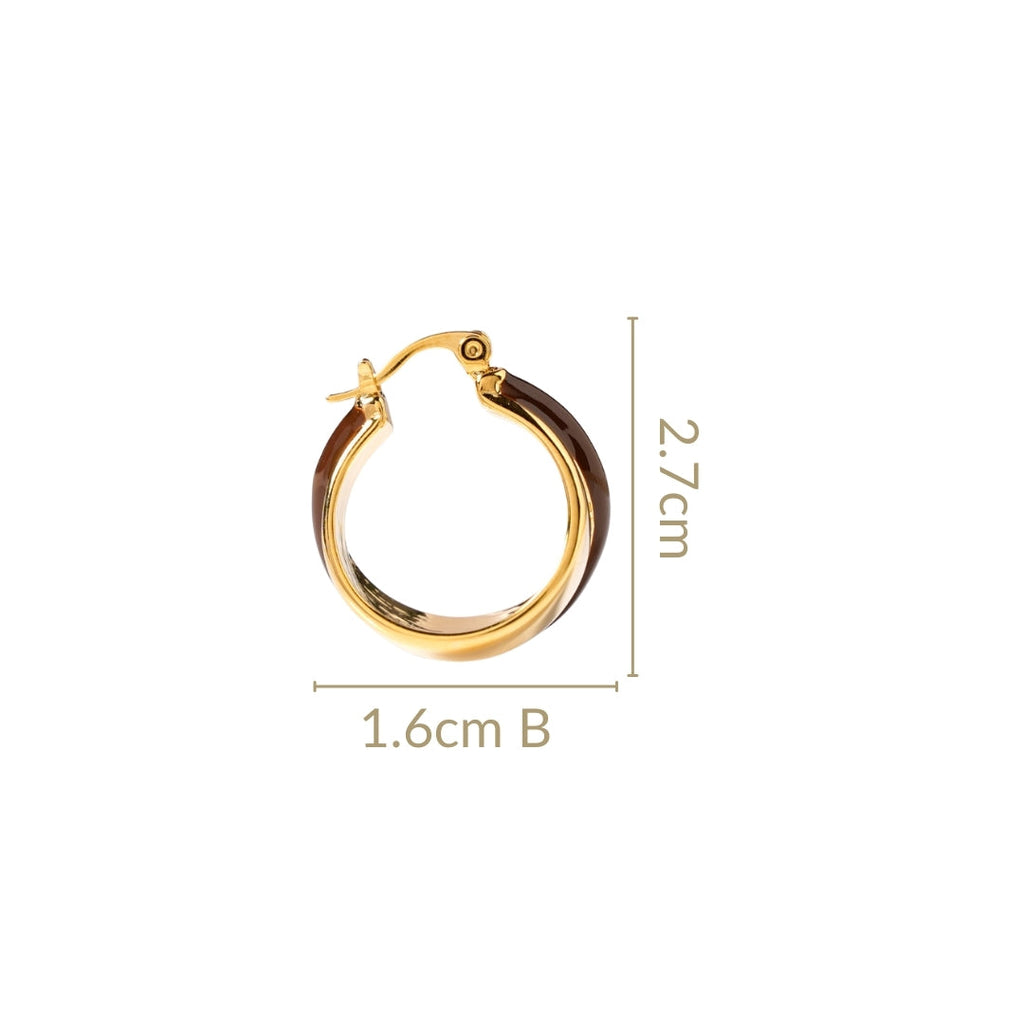 Dual Hoop Earrings Brown Nestasia