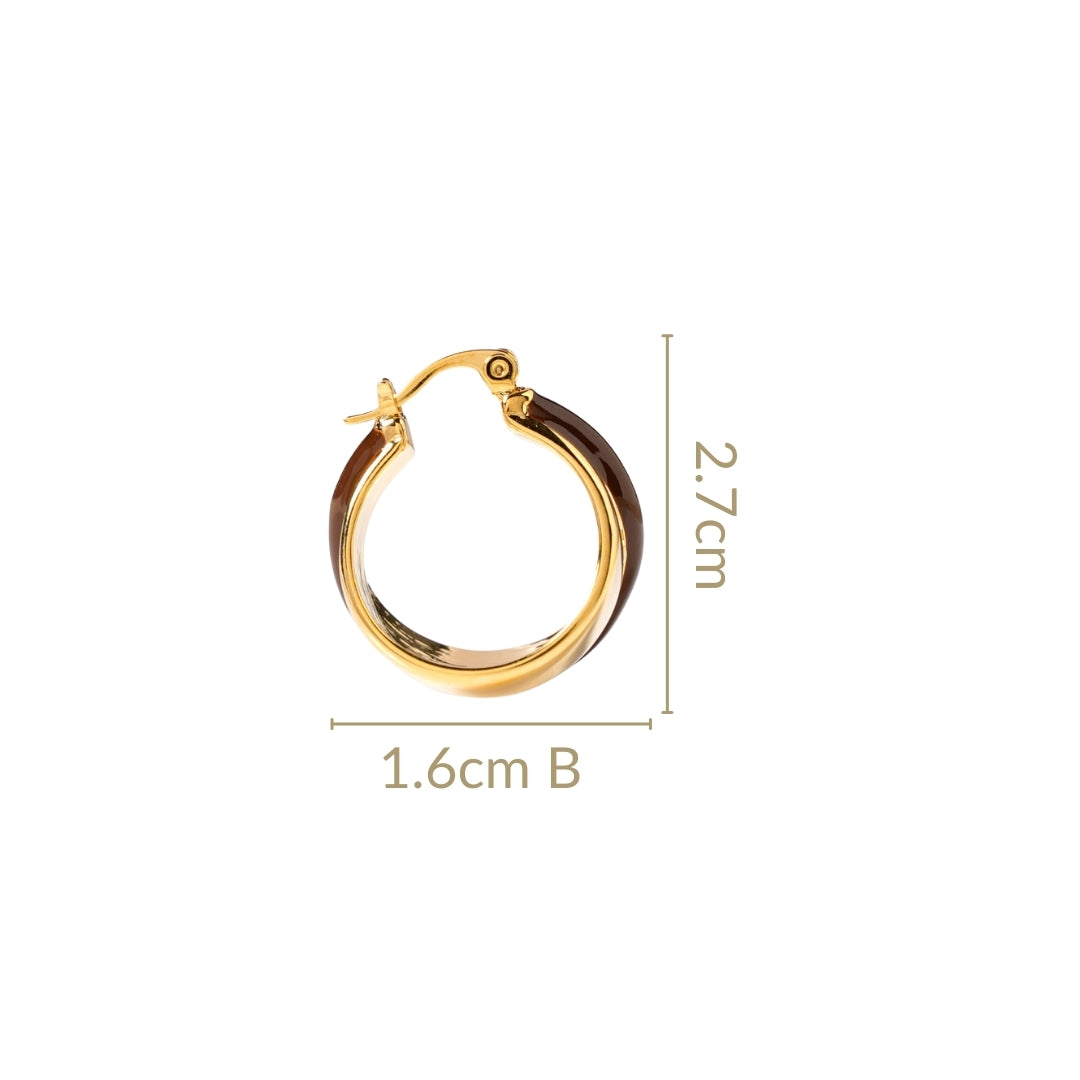 Dual Hoop Earrings Brown Nestasia