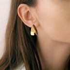 Dual Hoop Earrings Brown Nestasia