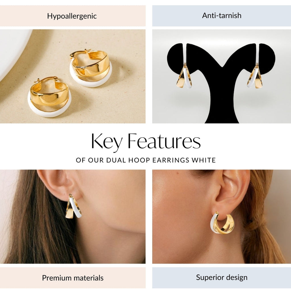 Dual Hoop Earrings White Nestasia