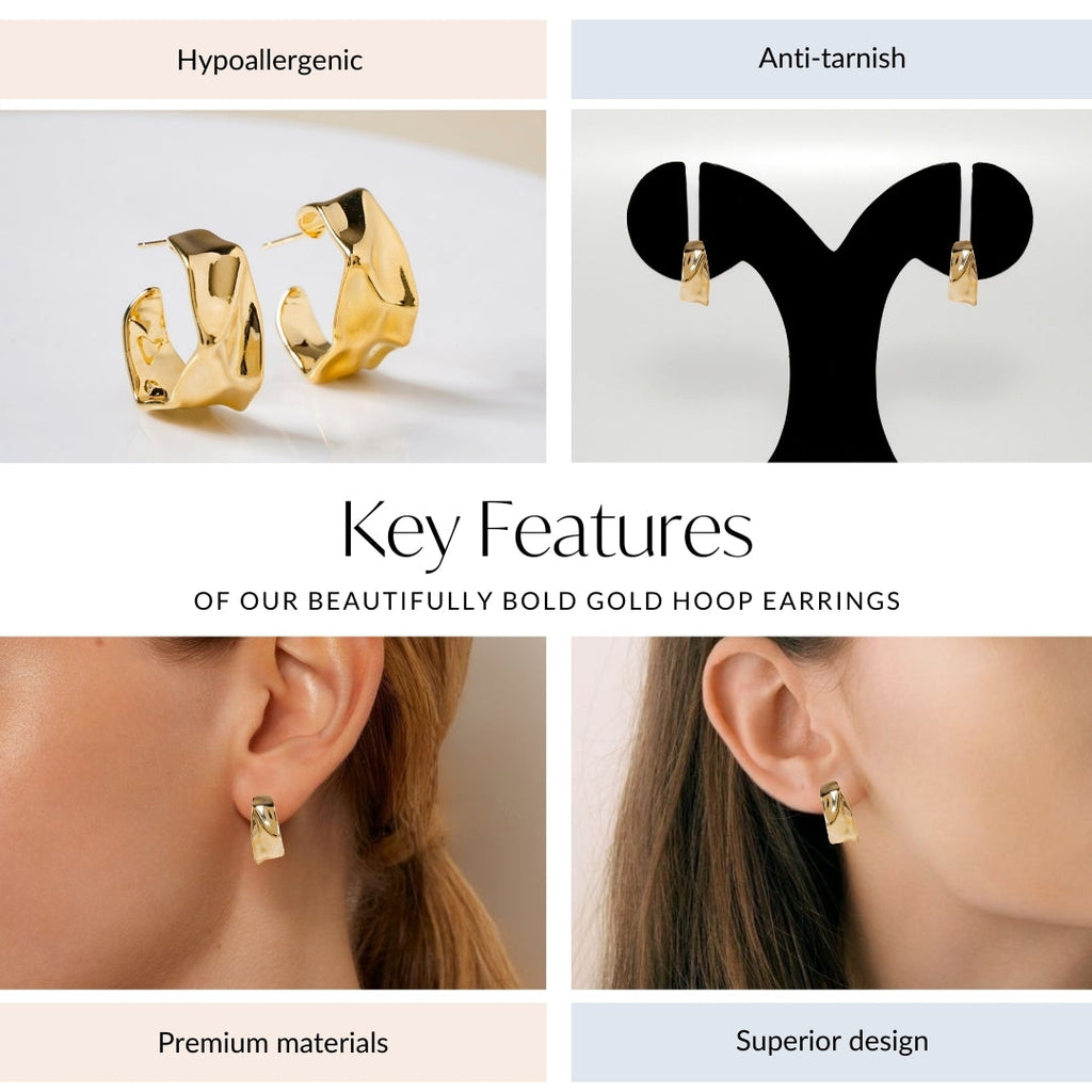 Beautifully Bold Gold Hoop Earrings Nestasia
