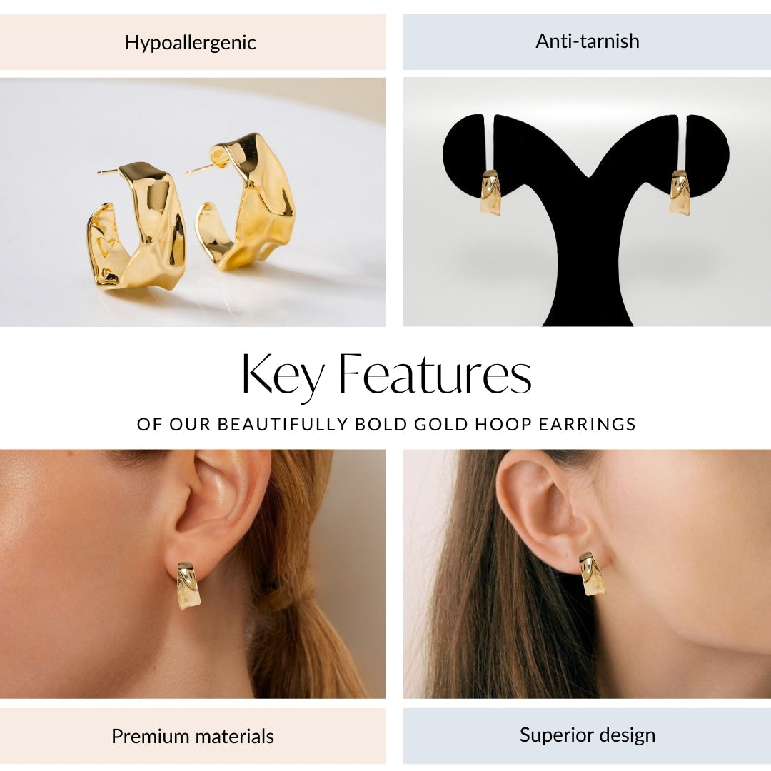 Beautifully Bold Gold Hoop Earrings Nestasia