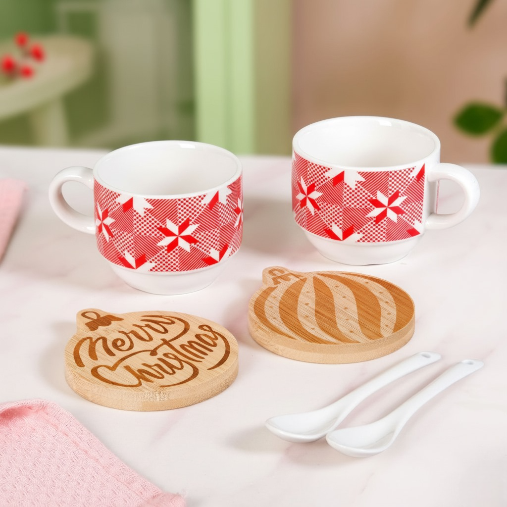 Hot Chocolate Cup Spoon And Coaster Gift Set Of 6 Nestasia