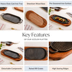 Barbecue Grill Plate With Seesham Wood Base Nestasia