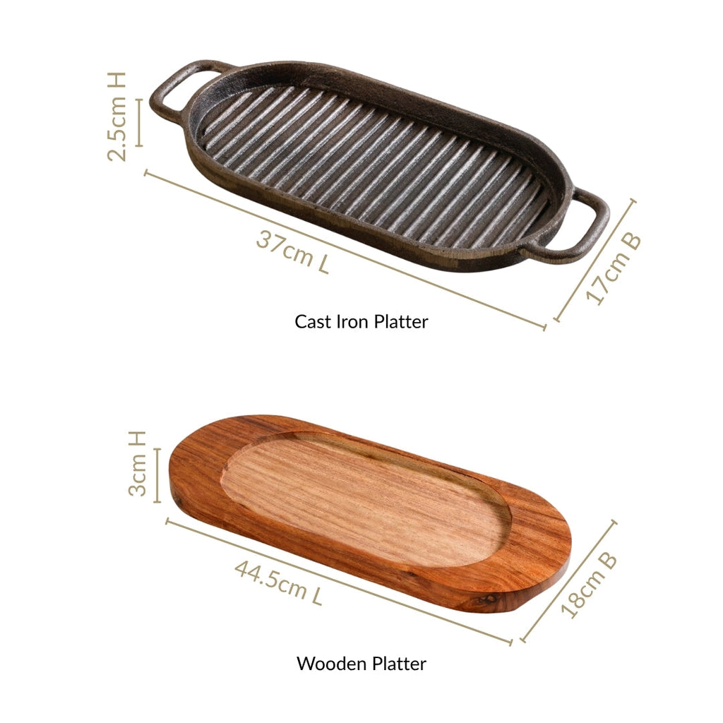 Barbecue Grill Plate With Seesham Wood Base Nestasia