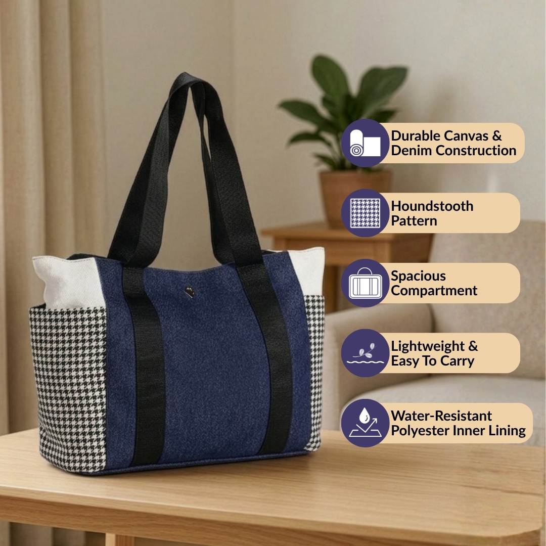 Houndstooth Pattern Tote Bag For Women Nestasia