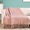 Dusty Pink Throw Knitted With Basket Weave Nestasia