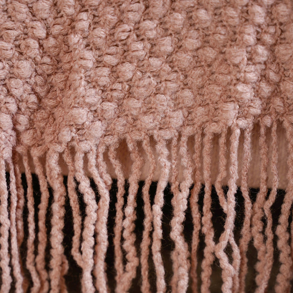 Dusty Pink Throw Knitted With Basket Weave Nestasia