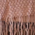 Dusty Pink Throw Knitted With Basket Weave Nestasia