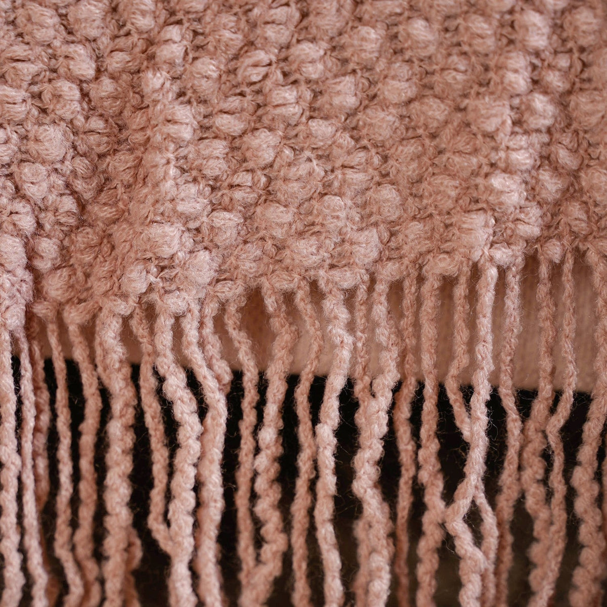 Dusty Pink Throw Knitted With Basket Weave Nestasia