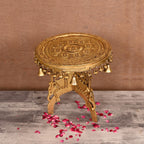 Brass Stool With Hanging Bells (12 Inch) Vedansh Craft