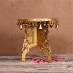 Brass Stool With Hanging Bells (12 Inch) Vedansh Craft