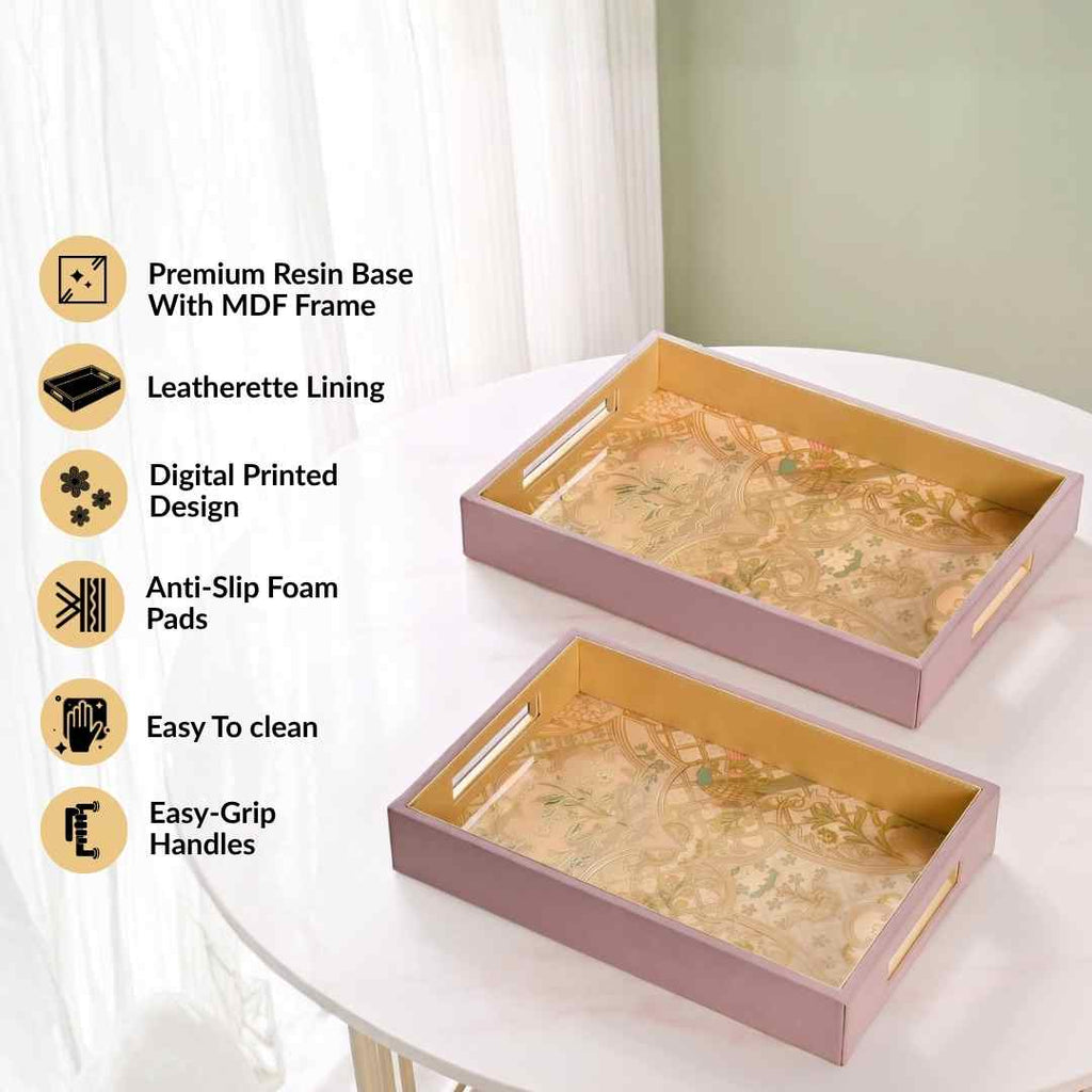 Opaline Garden Serving Tray Set Of 2 Nestasia