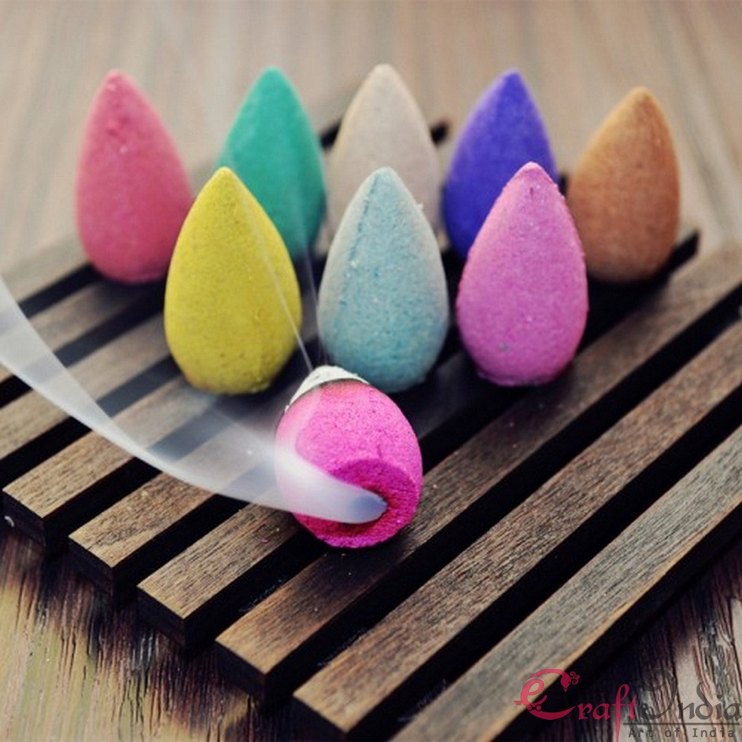 Multicolor Pack of 30 Backflow Incense Cones in Rose, Jasmine and Lavender Scent for Backflow Incense Burners Kafalo