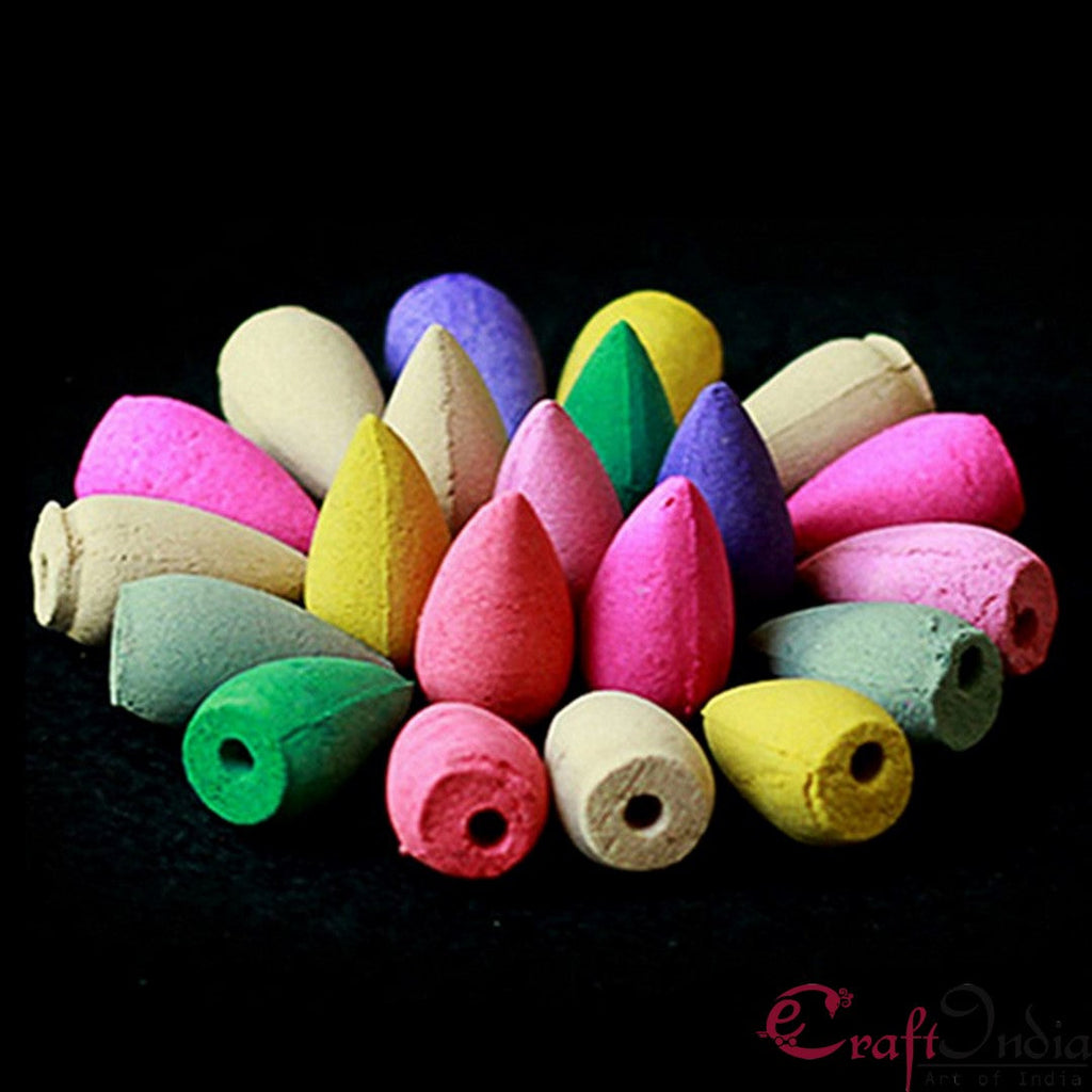 Multicolor Pack of 30 Backflow Incense Cones in Rose, Jasmine and Lavender Scent for Backflow Incense Burners Kafalo