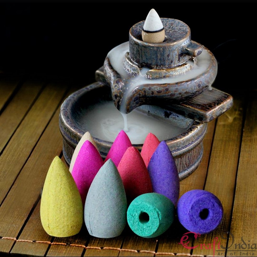 Multicolor Pack of 30 Backflow Incense Cones in Rose, Jasmine and Lavender Scent for Backflow Incense Burners Kafalo
