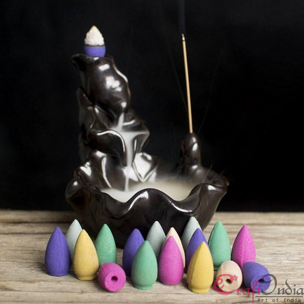 Multicolor Pack of 30 Backflow Incense Cones in Rose, Jasmine and Lavender Scent for Backflow Incense Burners Kafalo