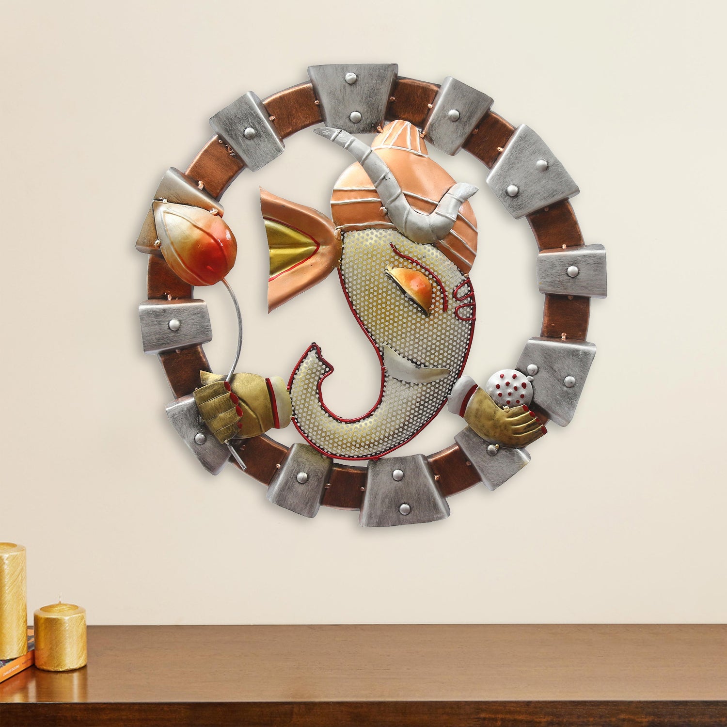 Handicrafted Decorative Iron Metal Lord Ganesha Wall Hanging Kafalo