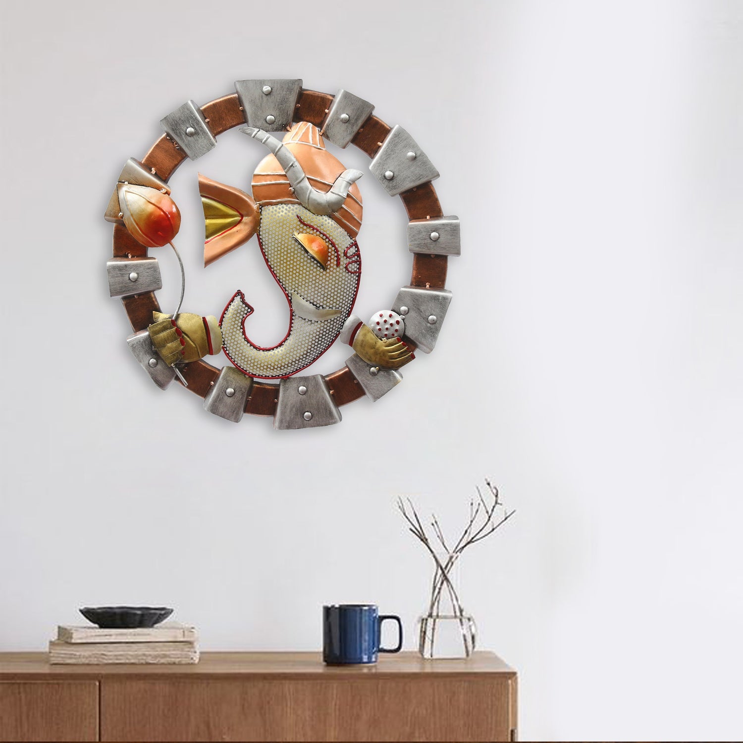 Handicrafted Decorative Iron Metal Lord Ganesha Wall Hanging Kafalo