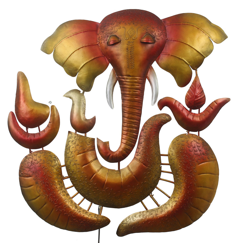 Decorative Lord Ganesha Handcrafted Iron Wall Hanging with background LED's Kafalo