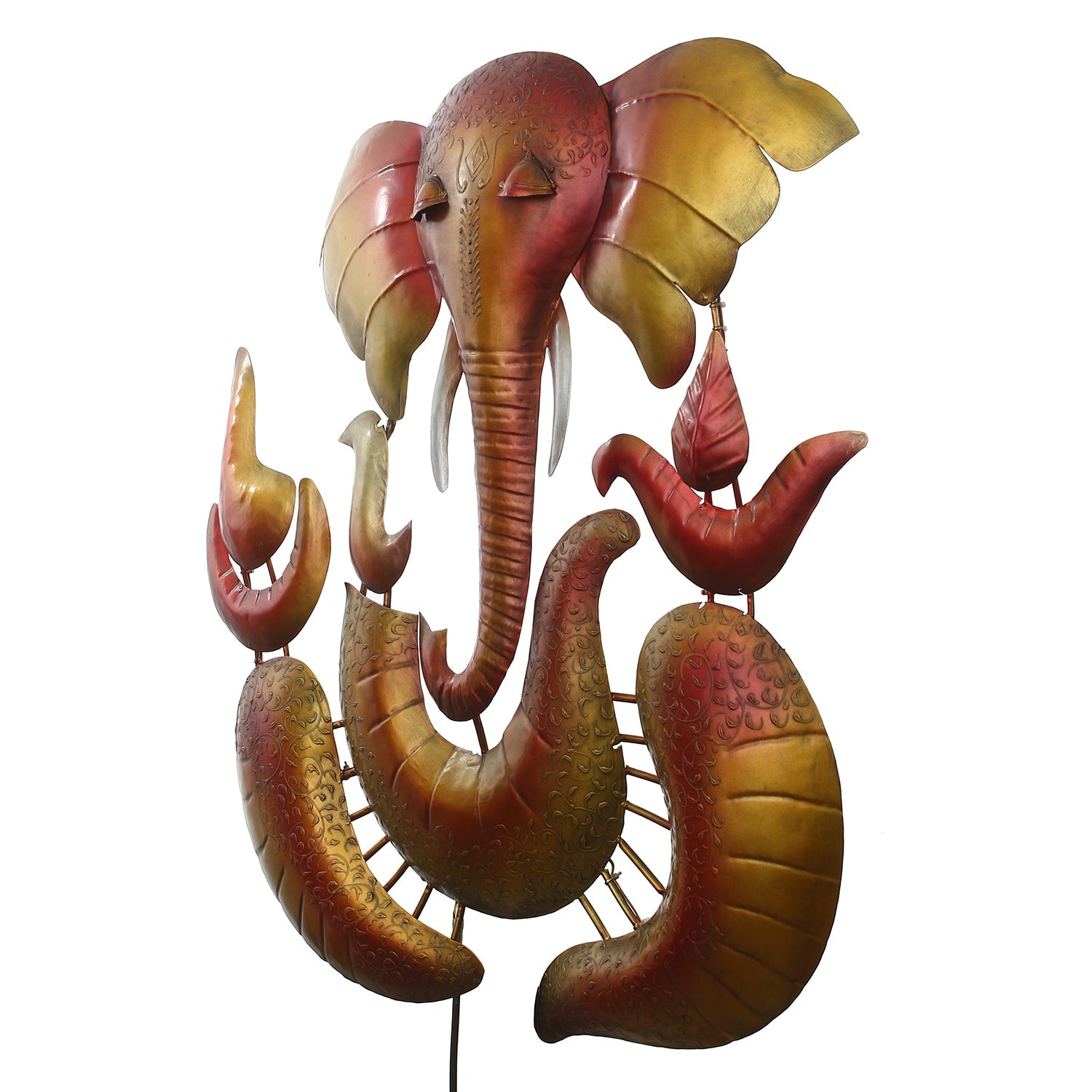 Decorative Lord Ganesha Handcrafted Iron Wall Hanging with background LED's Kafalo