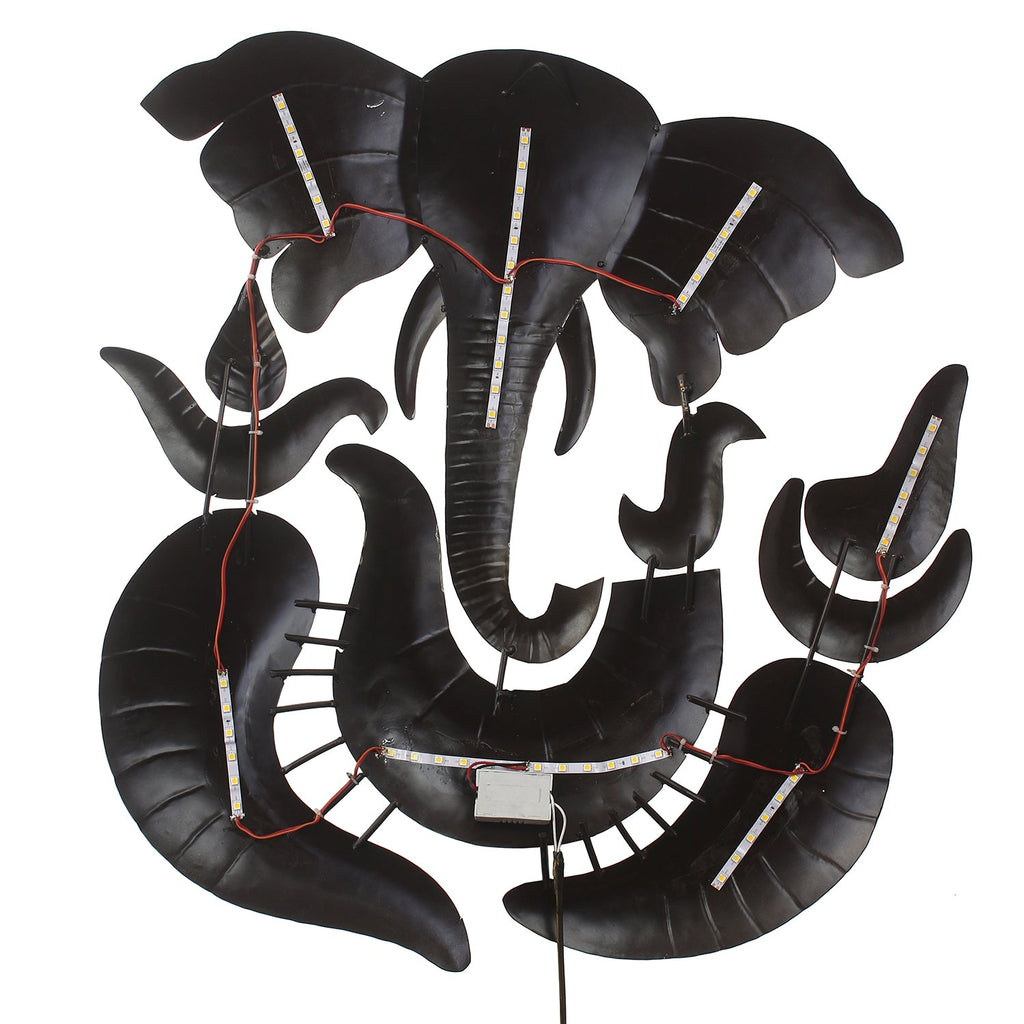 Decorative Lord Ganesha Handcrafted Iron Wall Hanging with background LED's Kafalo