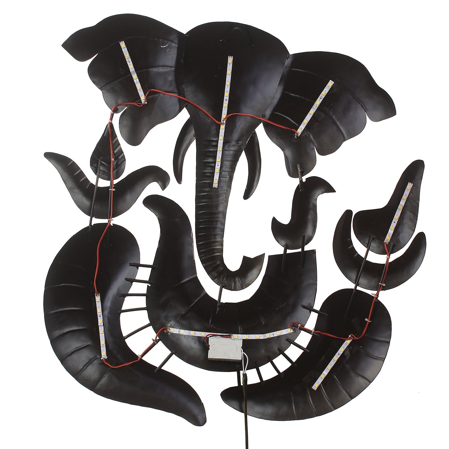 Decorative Lord Ganesha Handcrafted Iron Wall Hanging with background LED's Kafalo