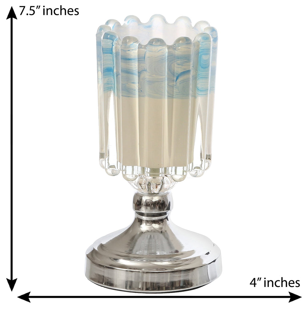 Designer Blue Silver Solid Metal Table Lamp For Bedroom, Living Room 20*10 Cm (4" x 7.5" Inch | Blue) Kafalo