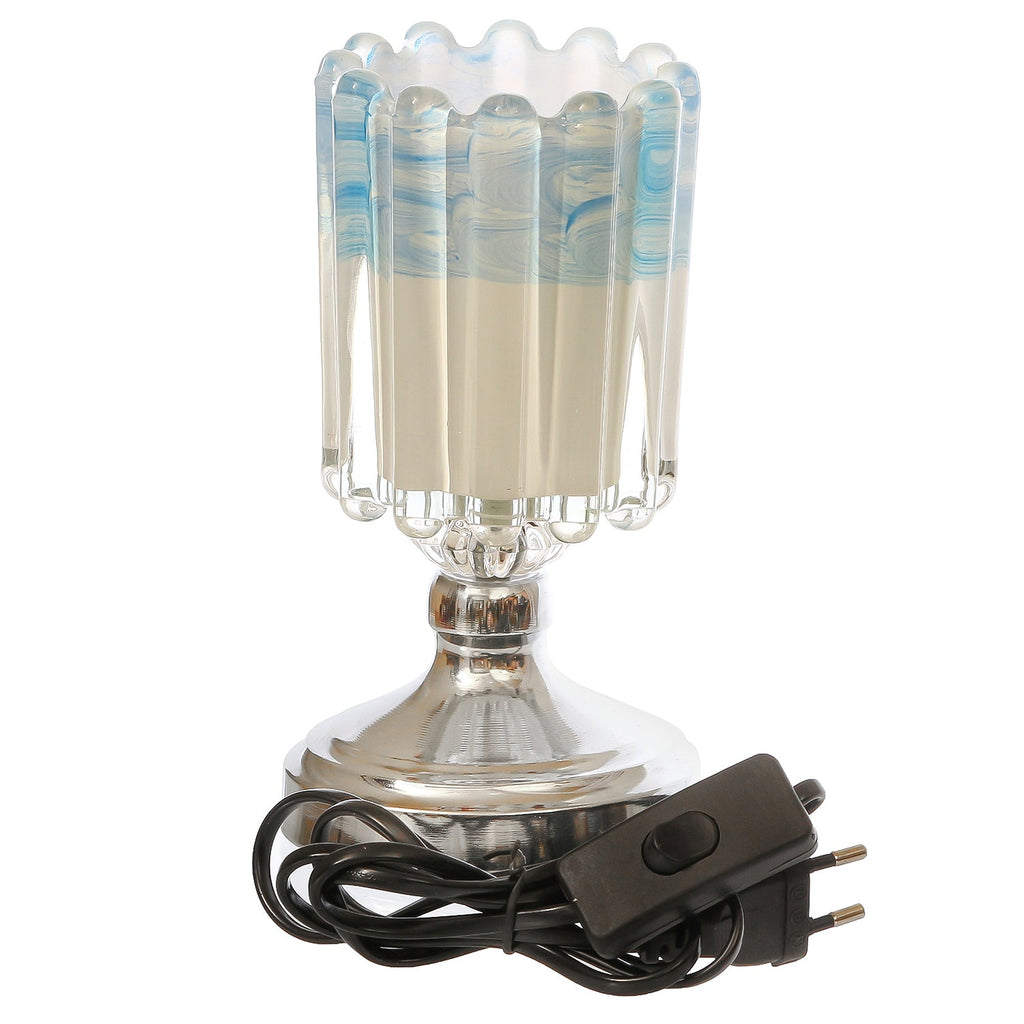 Designer Blue Silver Solid Metal Table Lamp For Bedroom, Living Room 20*10 Cm (4" x 7.5" Inch | Blue) Kafalo