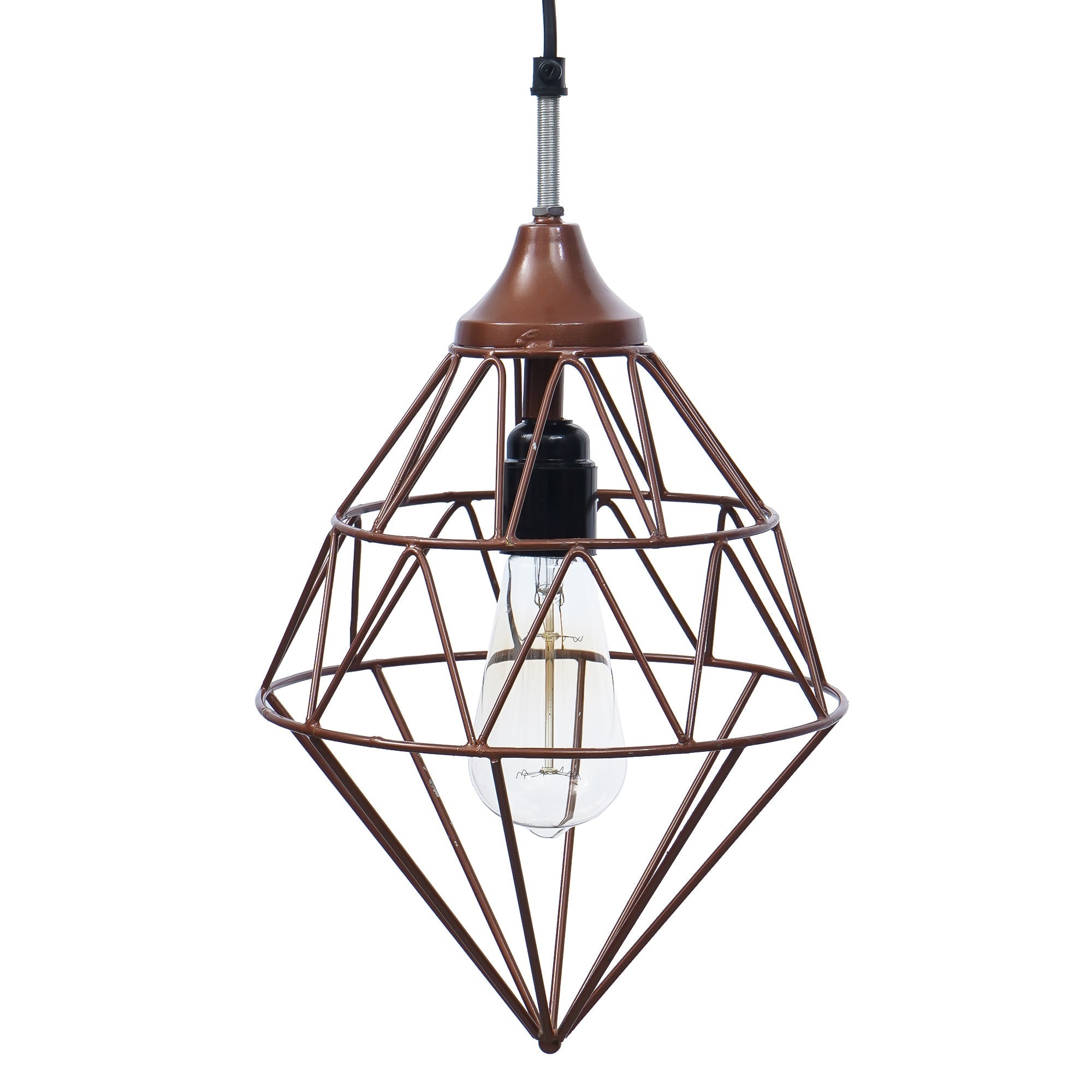 Edison Filament Copper Finish Diamond Cage Pendant Light, Ceiling Hanging Lamp For Home/Living Room/Offices/Restaurants Kafalo