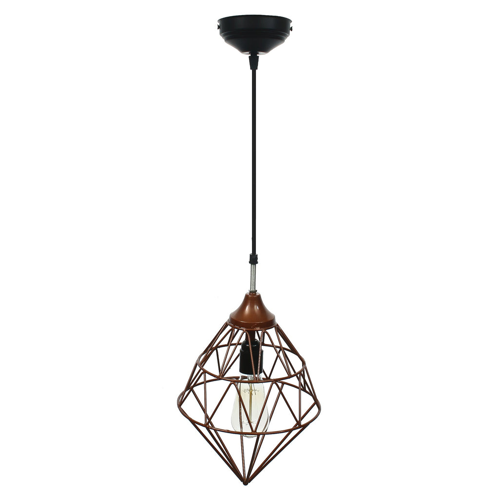 Edison Filament Copper Finish Diamond Cage Pendant Light, Ceiling Hanging Lamp For Home/Living Room/Offices/Restaurants Kafalo