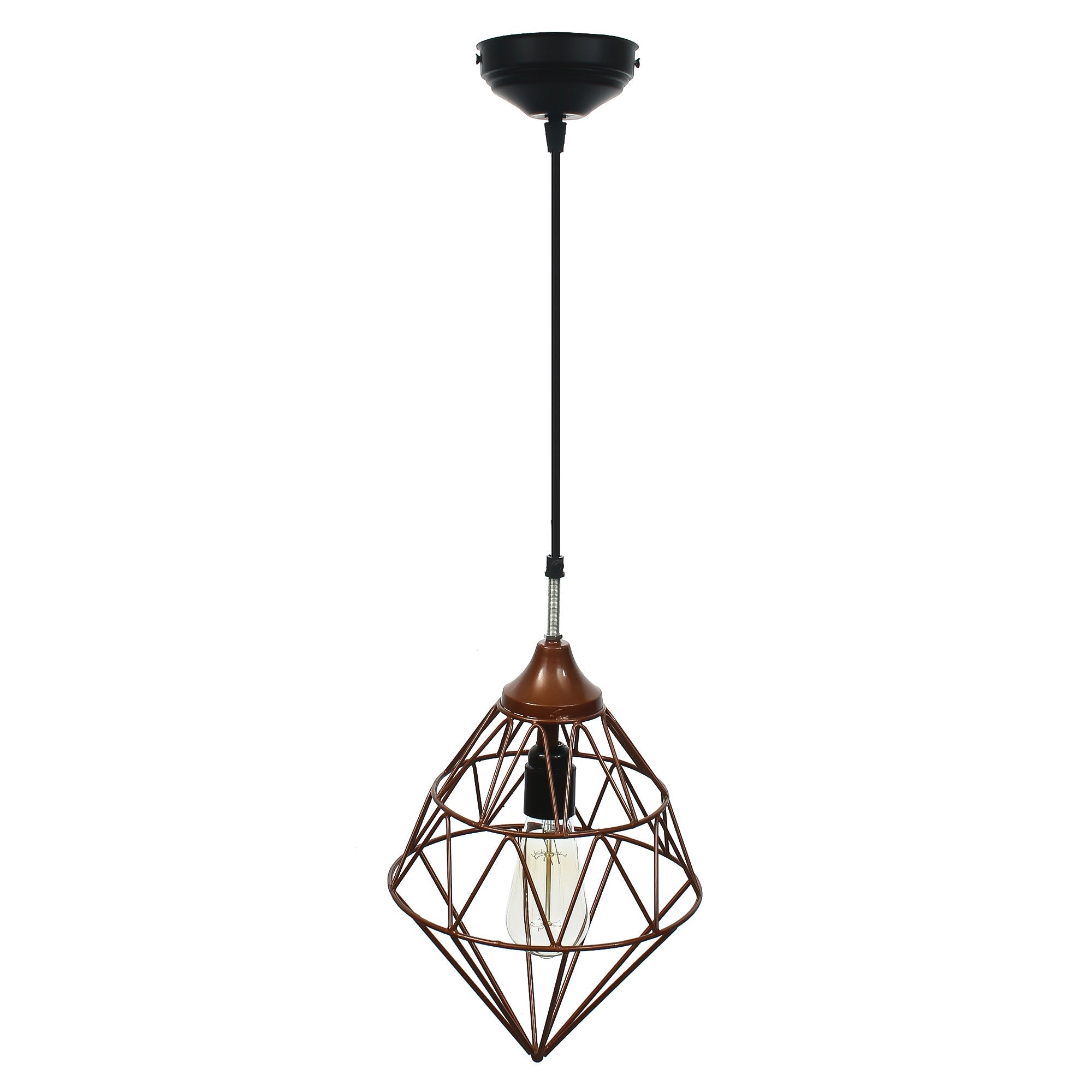 Edison Filament Copper Finish Diamond Cage Pendant Light, Ceiling Hanging Lamp For Home/Living Room/Offices/Restaurants Kafalo