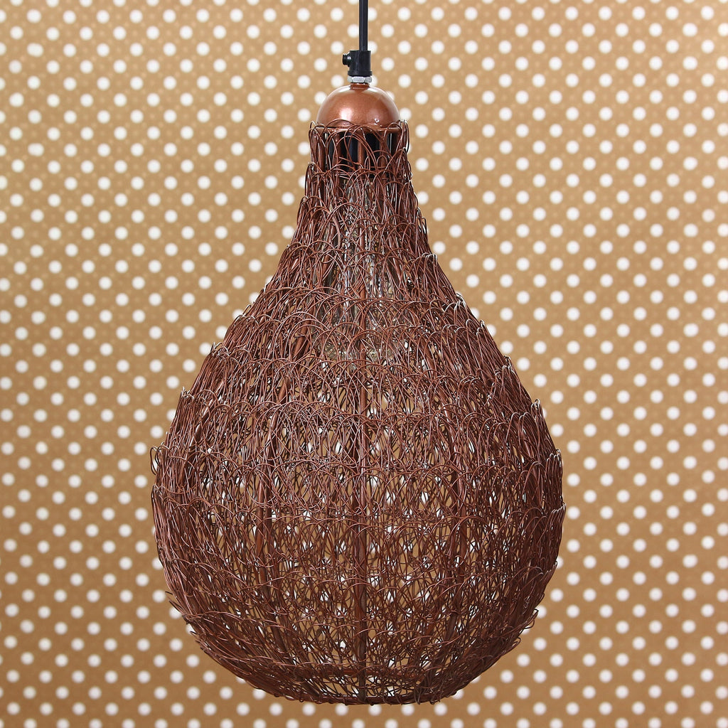 Copper Finish Wire Mesh in Bulb Shape Pendant Light, Ceiling Hanging Lamp for Home/Office Decoration Kafalo