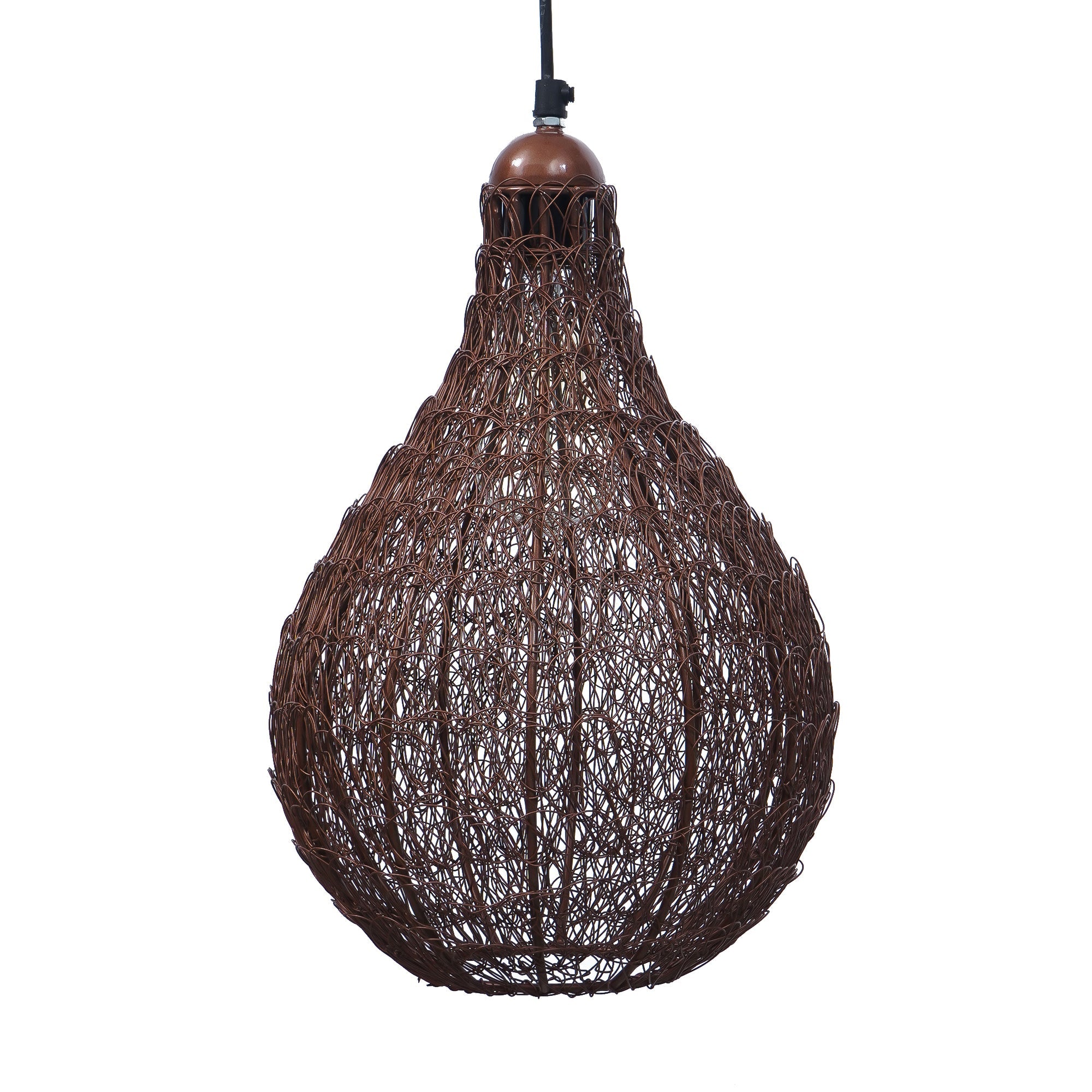 Copper Finish Wire Mesh in Bulb Shape Pendant Light, Ceiling Hanging Lamp for Home/Office Decoration Kafalo