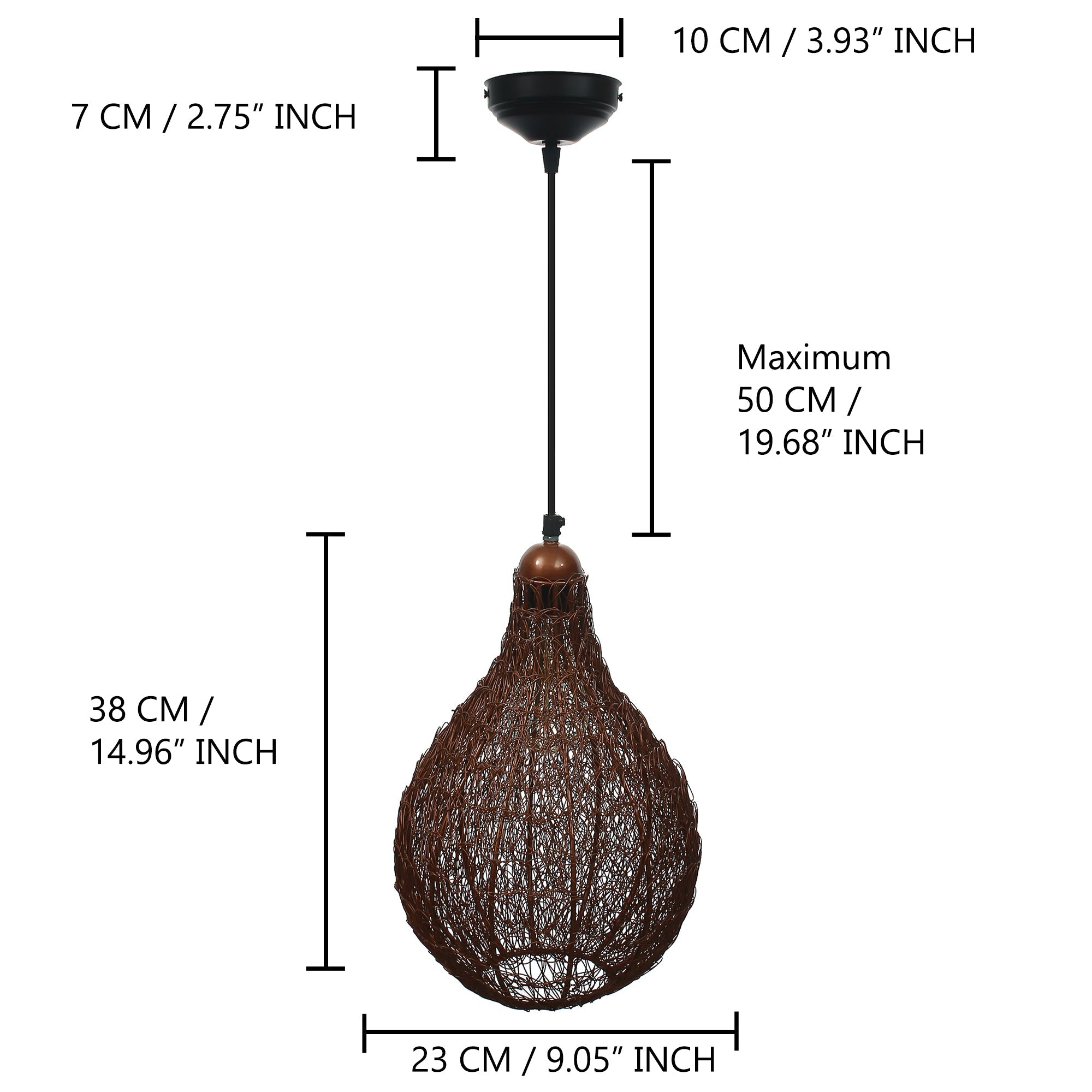 Copper Finish Wire Mesh in Bulb Shape Pendant Light, Ceiling Hanging Lamp for Home/Office Decoration Kafalo