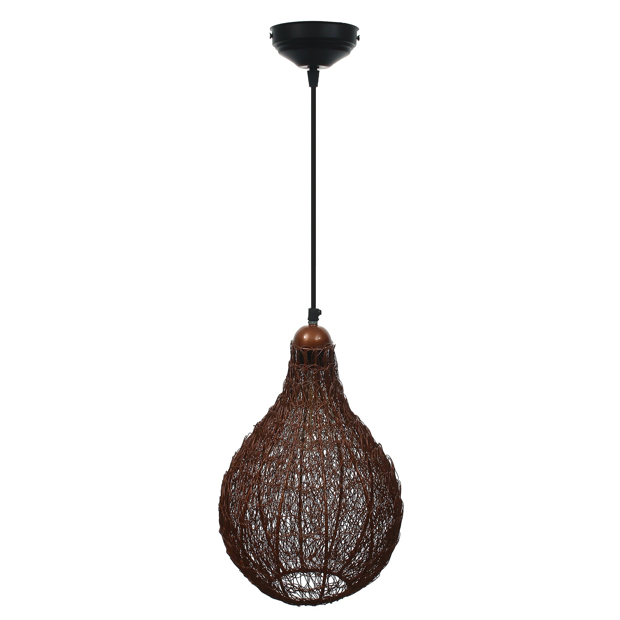 Copper Finish Wire Mesh in Bulb Shape Pendant Light, Ceiling Hanging Lamp for Home/Office Decoration Kafalo