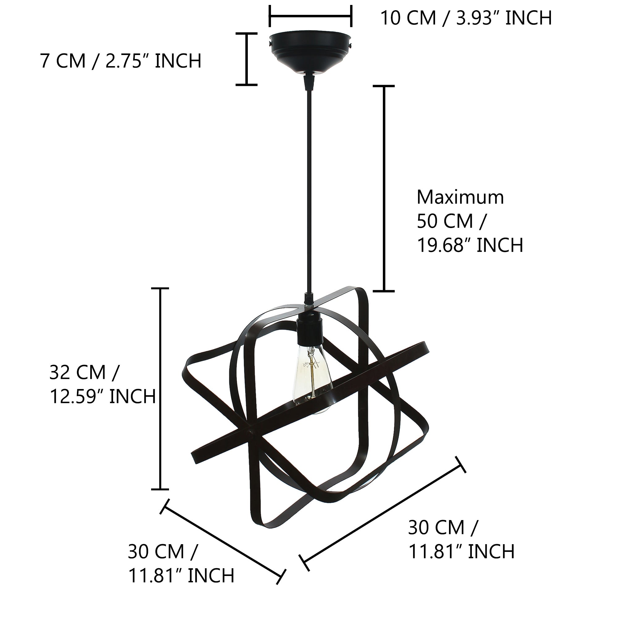 Black Decorative Pendant Light, Ceiling Hanging Lamp for Home/Living Room/Offices/Restaurants Kafalo