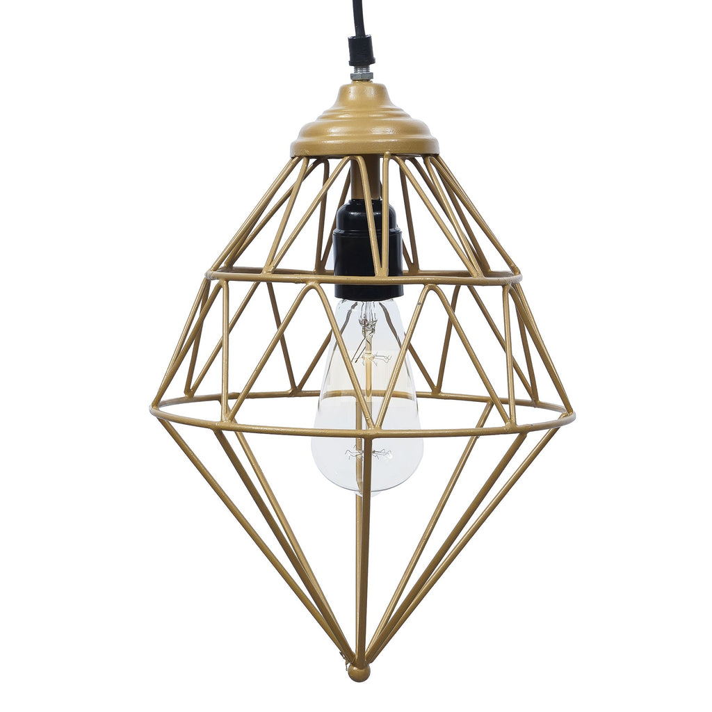 Edison Filament Golden Finish Diamond Cage Pendant Light, Ceiling Hanging Lamp For Home/Living Room/Offices/Restaurants Kafalo