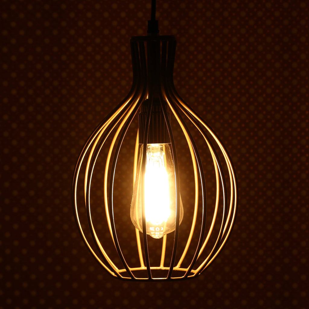 Edison Filament Golden Finish Diamond Cage Pendant Light, Ceiling Hanging Lamp for Home/Living Room/Offices/Restaurants Kafalo
