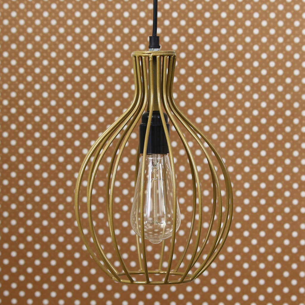 Edison Filament Golden Finish Diamond Cage Pendant Light, Ceiling Hanging Lamp for Home/Living Room/Offices/Restaurants Kafalo