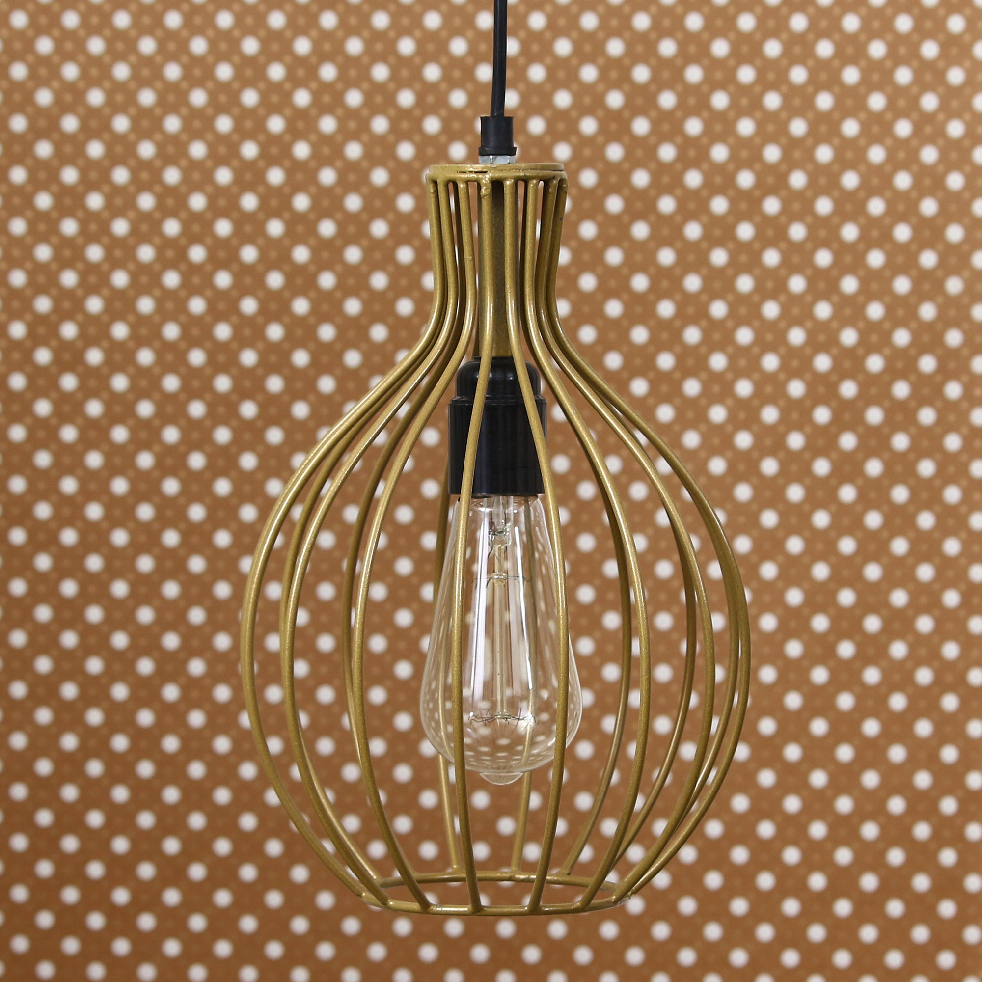 Edison Filament Golden Finish Diamond Cage Pendant Light, Ceiling Hanging Lamp for Home/Living Room/Offices/Restaurants Kafalo