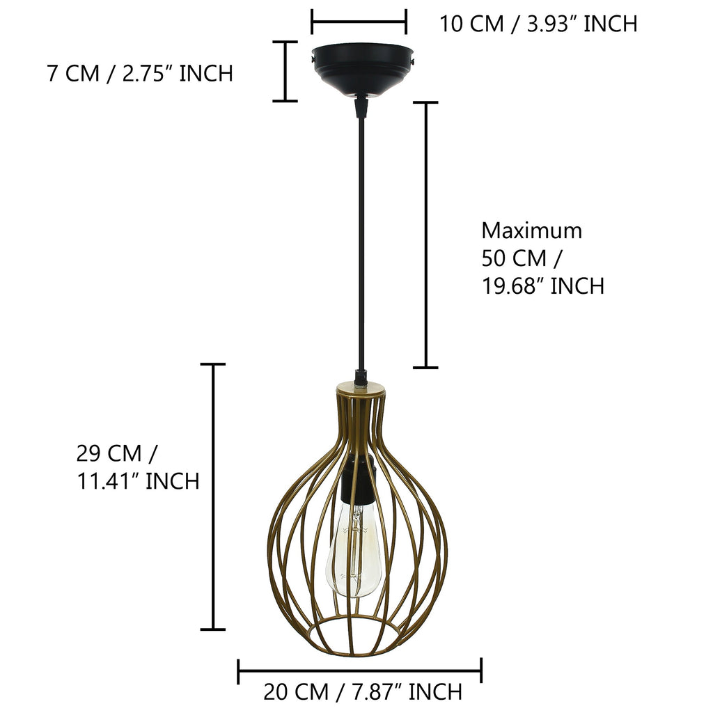Edison Filament Golden Finish Diamond Cage Pendant Light, Ceiling Hanging Lamp for Home/Living Room/Offices/Restaurants Kafalo