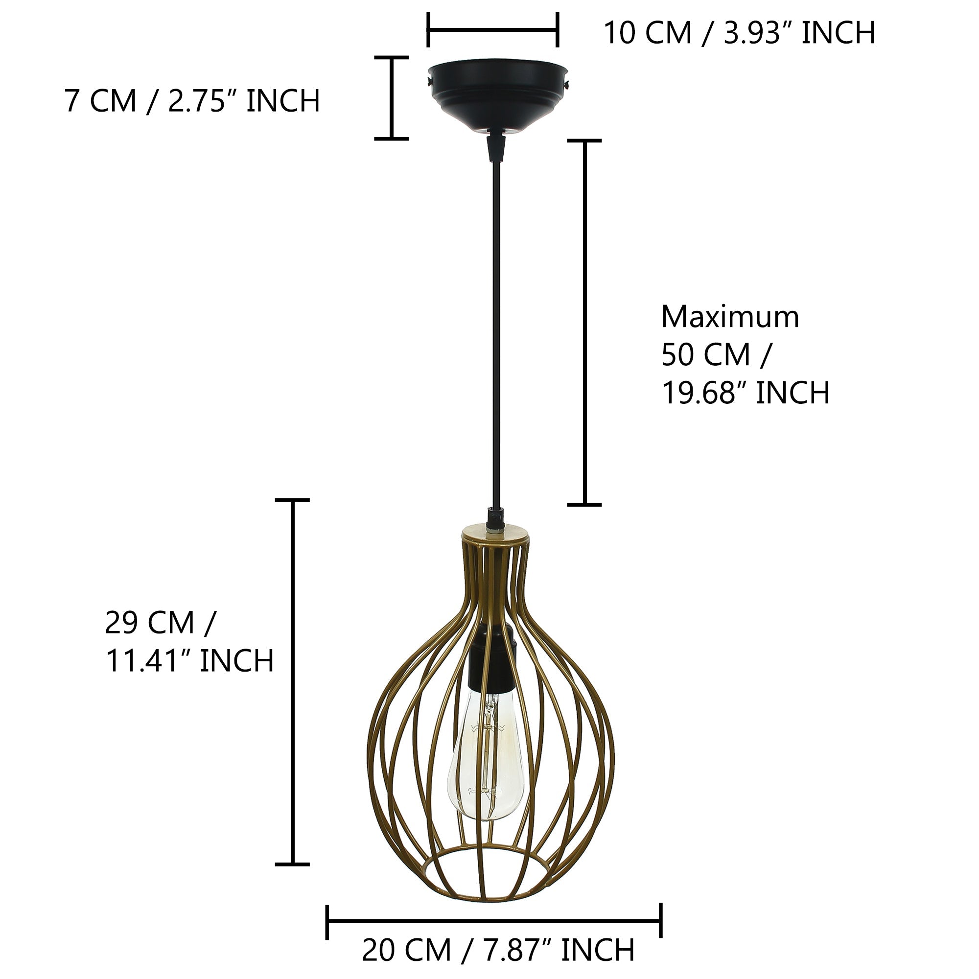 Edison Filament Golden Finish Diamond Cage Pendant Light, Ceiling Hanging Lamp for Home/Living Room/Offices/Restaurants Kafalo