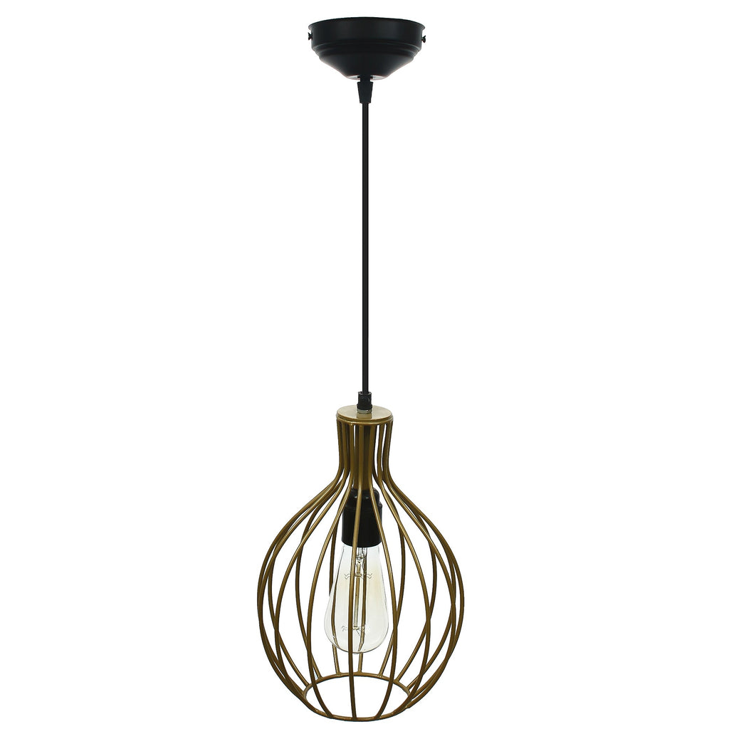 Edison Filament Golden Finish Diamond Cage Pendant Light, Ceiling Hanging Lamp for Home/Living Room/Offices/Restaurants Kafalo