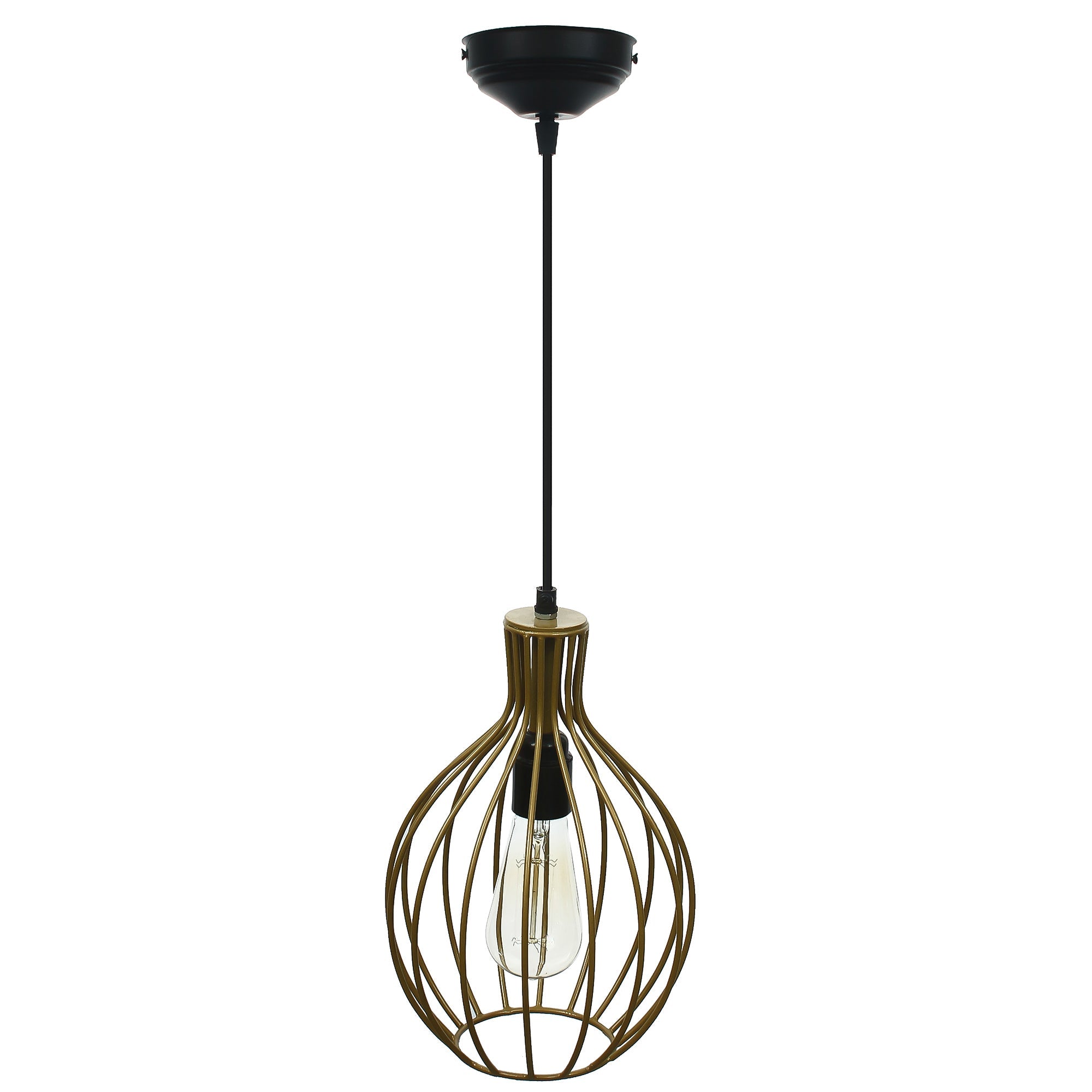 Edison Filament Golden Finish Diamond Cage Pendant Light, Ceiling Hanging Lamp for Home/Living Room/Offices/Restaurants Kafalo
