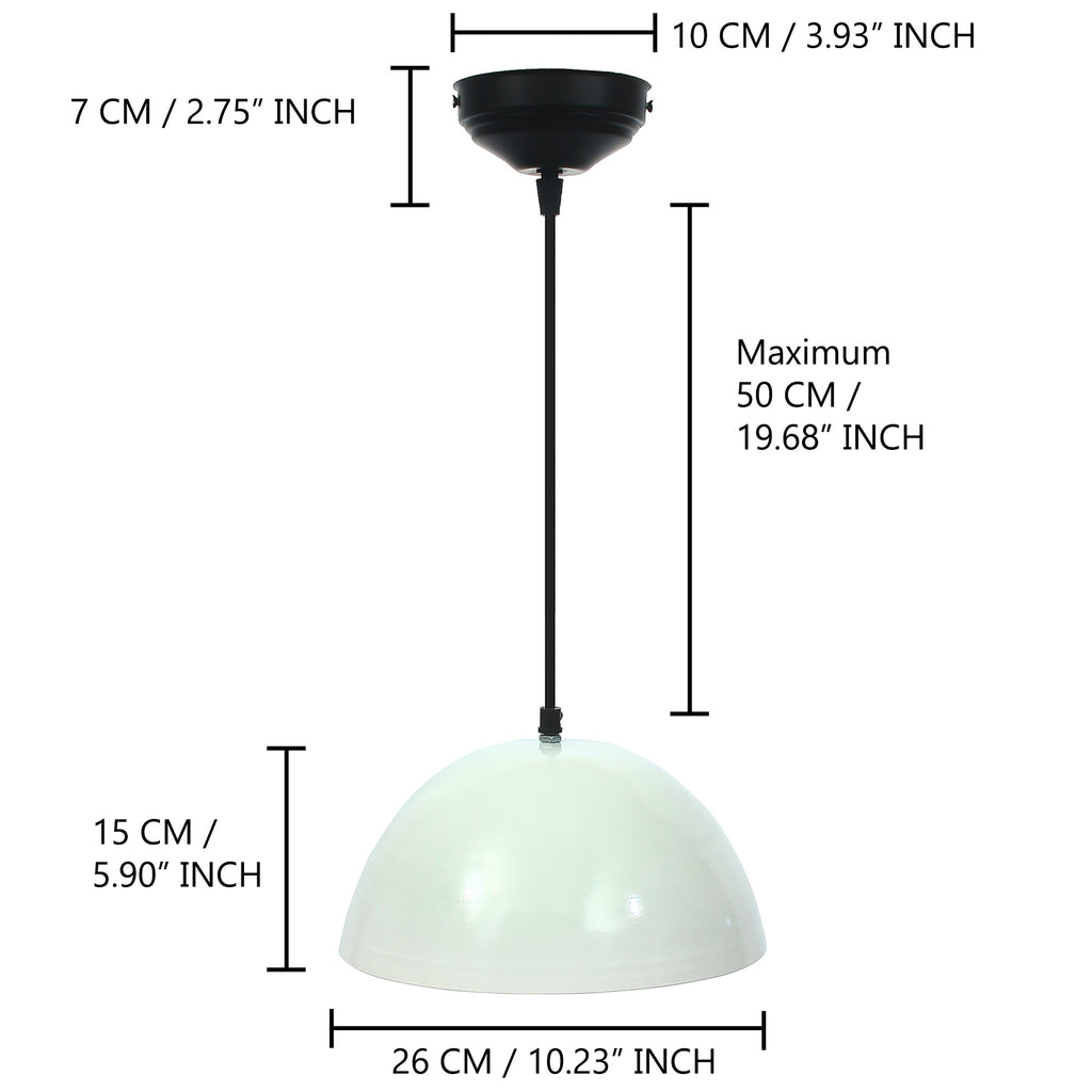 Shining White Glossy Finish Pendant Light, 10" Diameter Ceiling Hanging Lamp for Home/Living Room/Offices/Restaurants Kafalo