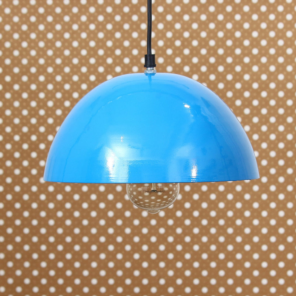 Shining Sky Blue Glossy Finish Pendant Light, 10" Diameter Ceiling Hanging Lamp for Home/Living Room/Offices/Restaurants Kafalo